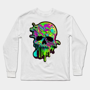 Colorful melting Skull head design #2 Long Sleeve T-Shirt